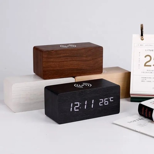 Wooden digital alarm - wooden, clock
