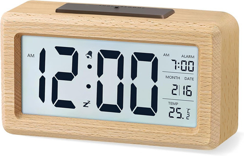 Wooden digital alarm clock for - digital,