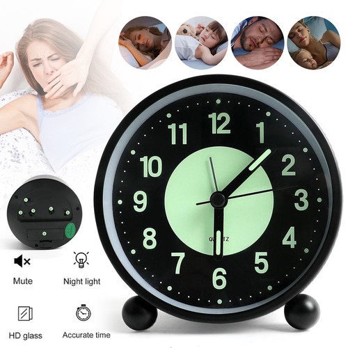 Black silent bedside alarm - bedside,