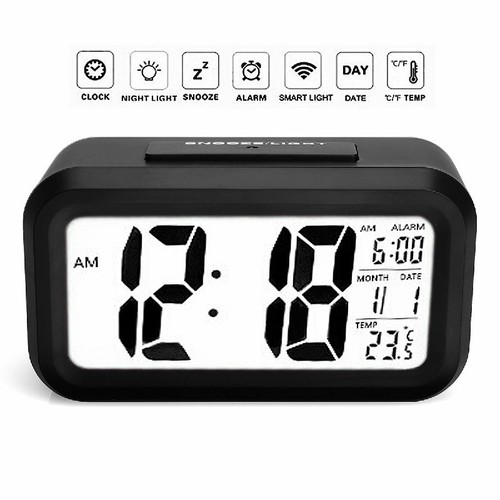 Digital alarm clock light - clock, w/