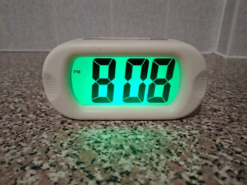 White digital alarm clock - white,